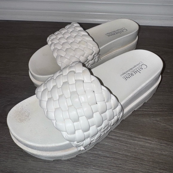 WHITE CATHERINE PLATFORM SANDALS WOMENS 8 - Picture 2 of 2